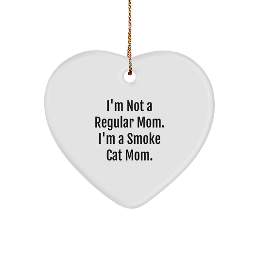Smoke Cat Mom Heart Ornament, Funny Gifts from Family, Friends, or Coworkers to Smoke Cat Enthusiasts, Unique Christmas Unique Gifts for Women, Men, or Kids - Image 1