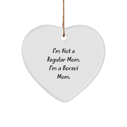 Borzoi Dog Mom's Funny Quote Heart Ornament, Gifts from Friends and Family, Heartfelt Christmas Decorations, Borzoi Dog Gifts - Image 1