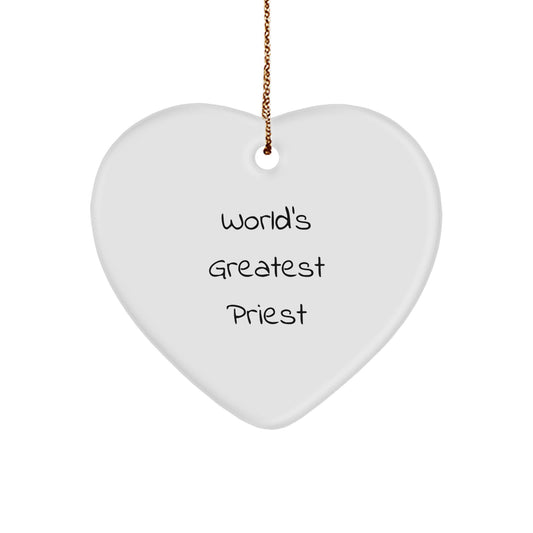 Funny World's Greatest Priest Gifts for Men Christmas Heart Ornament from Family - Image 1
