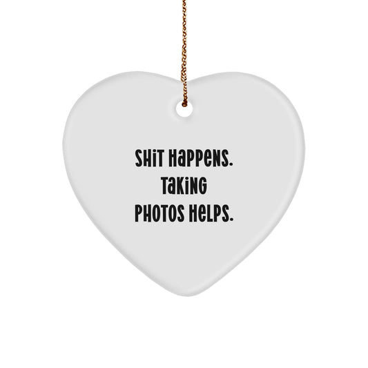 Funny Taking Photos Heart Ornament Gifts for Friends, Christmas Unique Gifts from Men, Perfect for Taking Photos Enthusiasts - Image 1