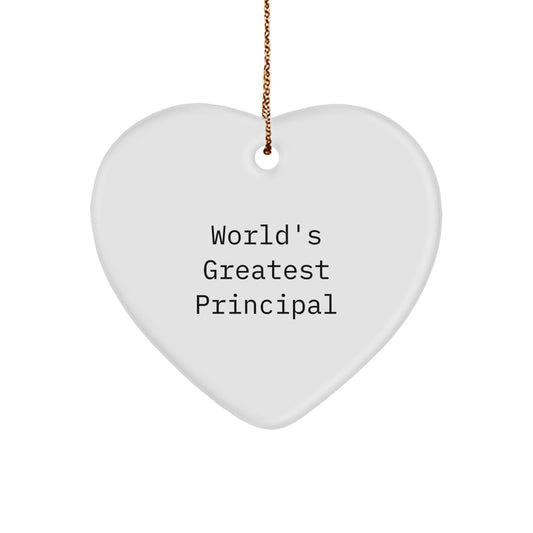 Funny Principal Gifts from Friends, Heart Ornament for World's Greatest Principal, Christmas Unique Gifts - Image 1