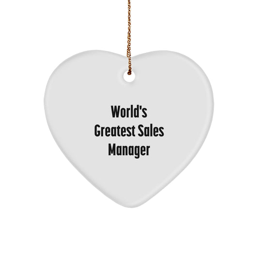 Funny 'World's Greatest Sales Manager' Heart Ornament Gift for Him - Unique Gifts from Men for Christmas Unique Gifts - Image 1