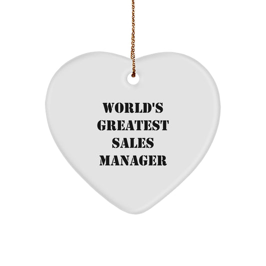 Funny Sales Manager Gifts from Friends - 'World's Greatest Sales Manager' Heart Ornament for Christmas Unique Gifts, Sales Manager Appreciation - Image 1