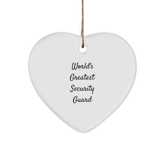 Funny Security Guard Gifts from Friends to Celebrate World's Greatest Security Guard Heart Ornament Christmas Unique Gifts - Image 1