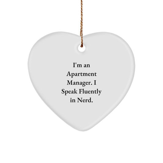 Funny Apartment Manager Heart Ornaments Gifts from Men, Women, Friends, or Coworkers for Apartment Manager, Christmas Unique Gifts - Image 1