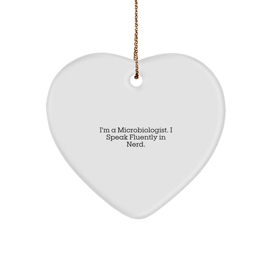 Microbiologist Funny Gifts from Friends, Heart Ornament for Christmas, I'm a genius at Heart, Unique Women's Holiday Gift Ideas, Perfect for Coworkers and Family - Image 1