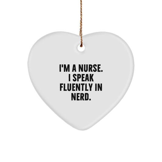 Funny Nurse Heart Ornament Gifts from Family, Christmas Unique Ornament for Nurse, Heart Shaped Decorative - Image 1