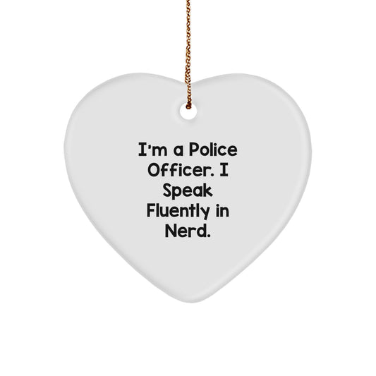 Funny Police Officer Heart Ornament Gifts from Family, Christmas Unique Gifts for Police Officers, genius Quote Decorations - Image 1