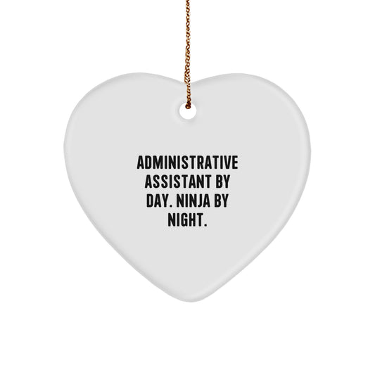 Administrative Assistant Gifts for Men, Unique Christmas Unique Heart Ornament Gifts from Men, Funny Quote Ninja Heart Decoration - Image 1