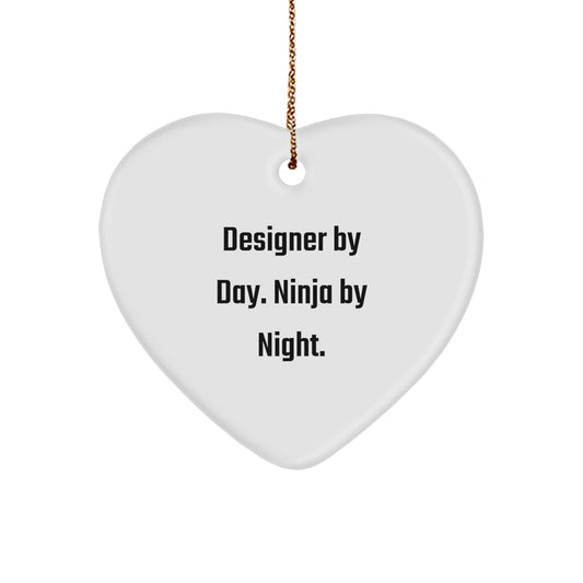 Unique Designer Gifts from Friends for Designer By Day. Ninja By Night. Heart Ornament Christmas Unique - Image 1