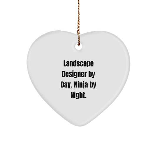 Landscape Designer Gifts from Men, Funny Heart Ornament for Landscape Designer By Day, Ninja By Night. - Perfect Christmas Unique Gifts - Image 1