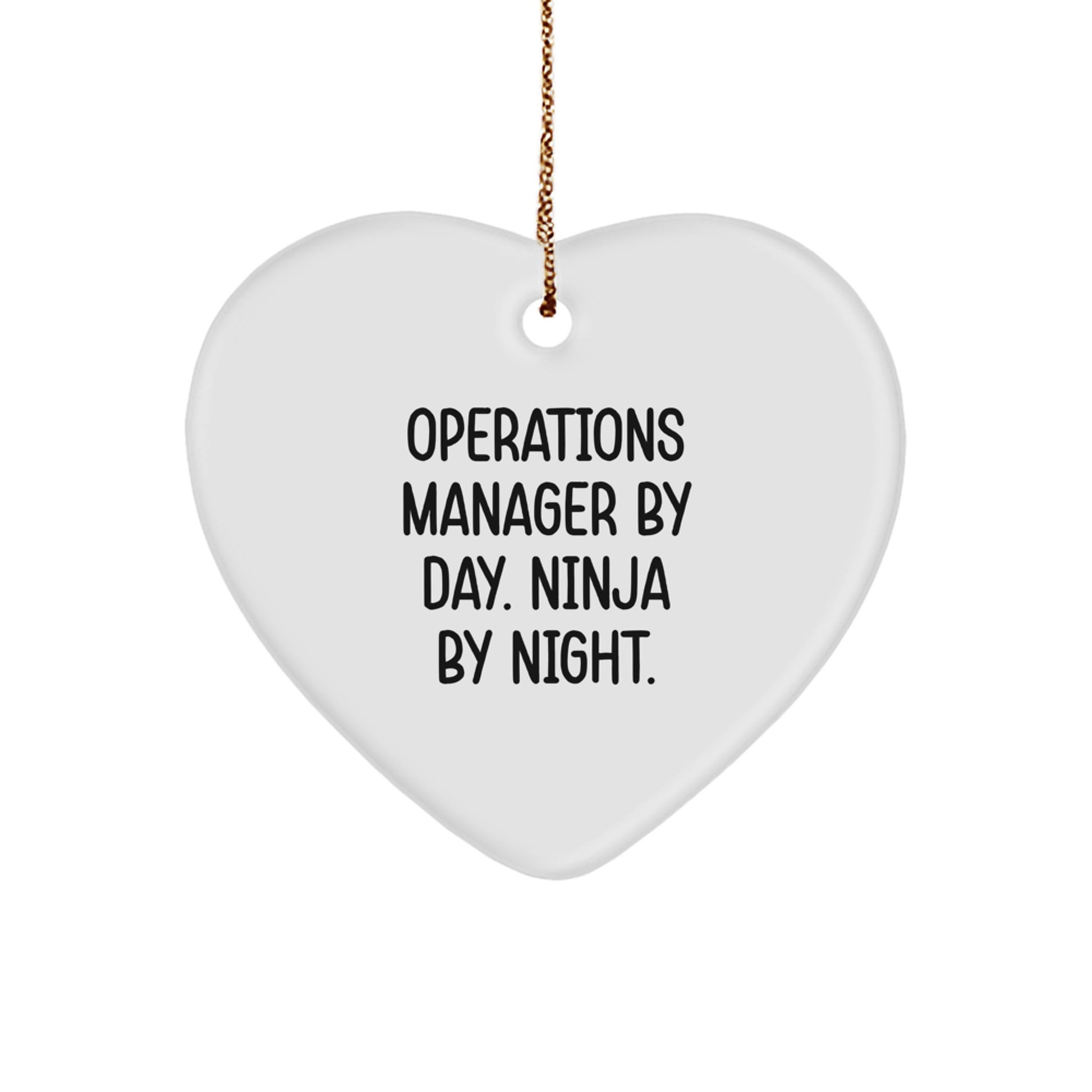Operations Manager Ninja Gifts, Christmas Unique Operations Manager Heart Ornaments, Funny 'Operations Manager By Day. Ninja By Night.' Quote, Gifts from Friends, Family, Coworkers - Image 1