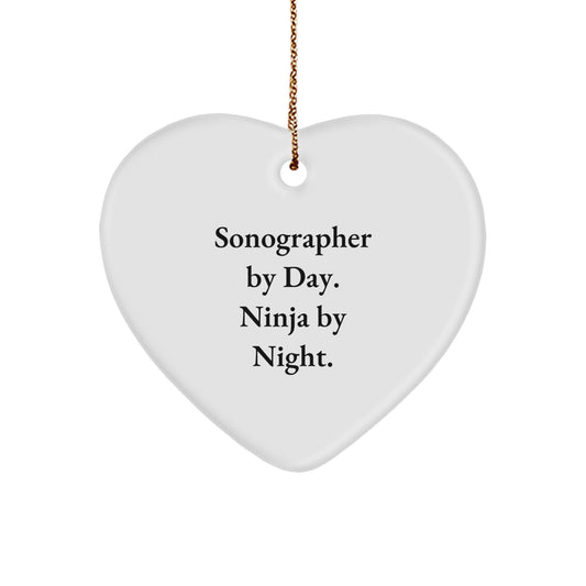 Sonographer Gifts from Friends, Gifts for Sonographer by Day, Ninja By Night. - Heart Ornament, Christmas Unique Gift - Image 1