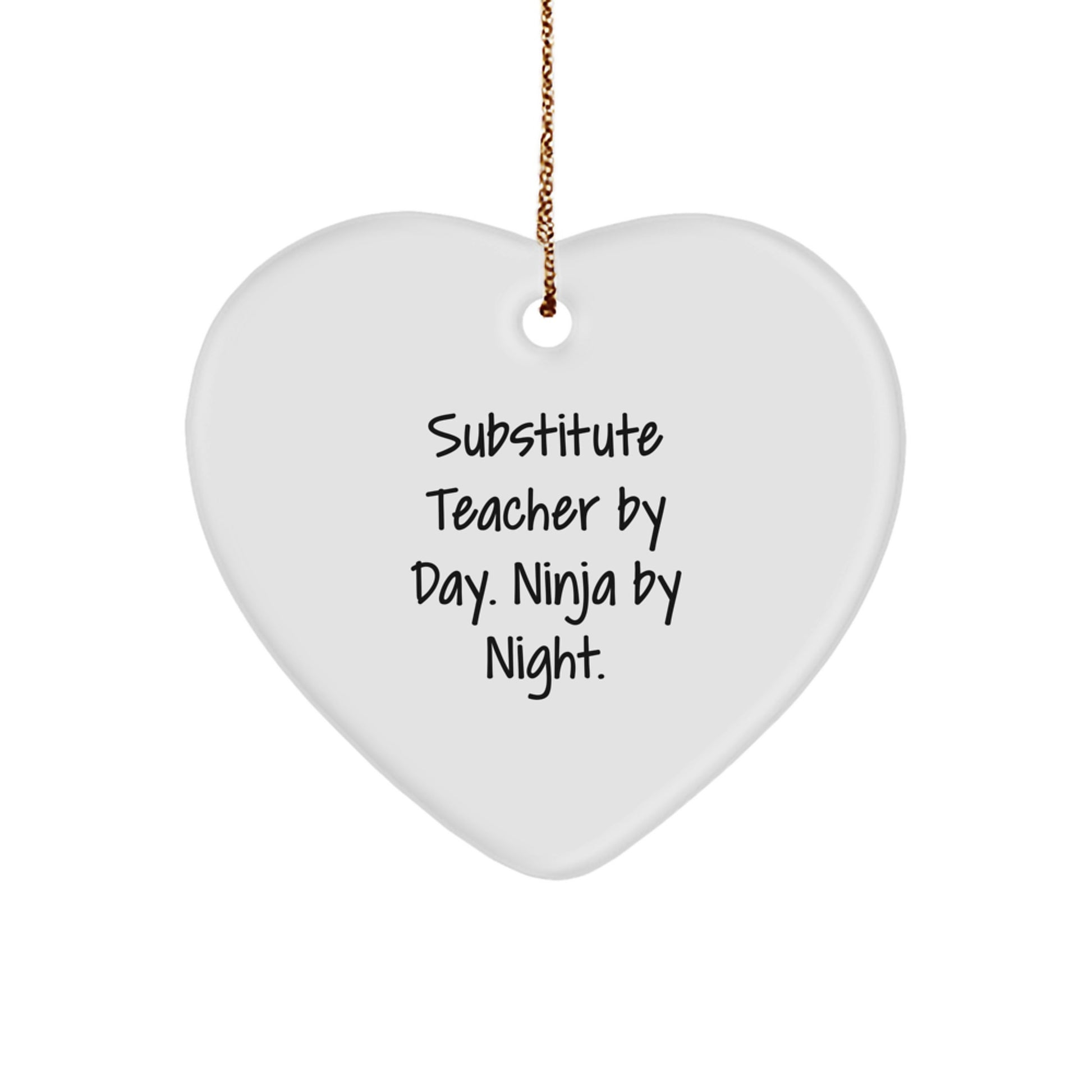 Funny Heart Ornament for Substitute Teacher Gifts from Family - Christmas Unique Gifts for Substitute Teacher Men Women Friends Coworkers - Image 1