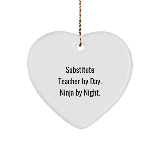 Funny Substitute Teacher Christmas Unique Gifts from Family for Substitute Teacher with Quote 'Substitute Teacher By Day. Ninja By Night.' - Image 1