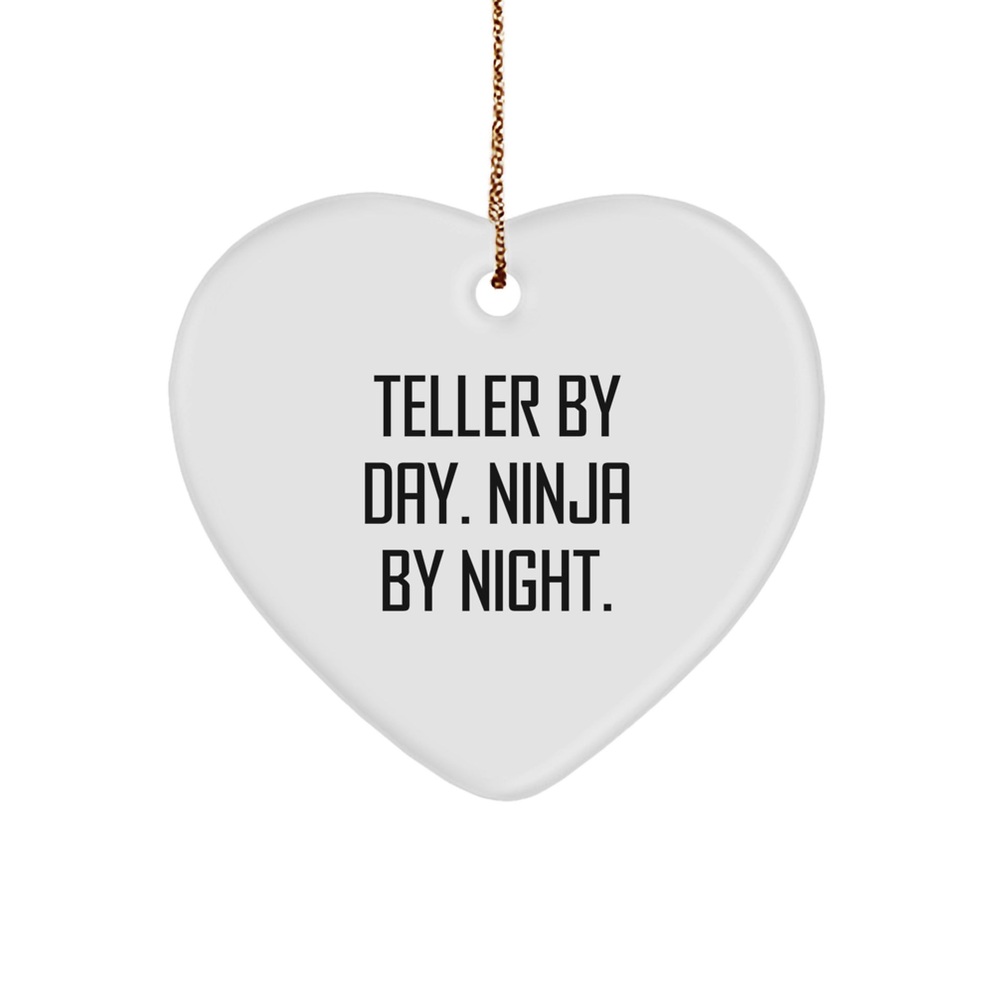 Teller Gifts from Men, Funny Heart Ornaments for Christmas Unique Gifts by Day, Ninja by Night, Heart Ornament for Teller, Friends, Family - Image 1