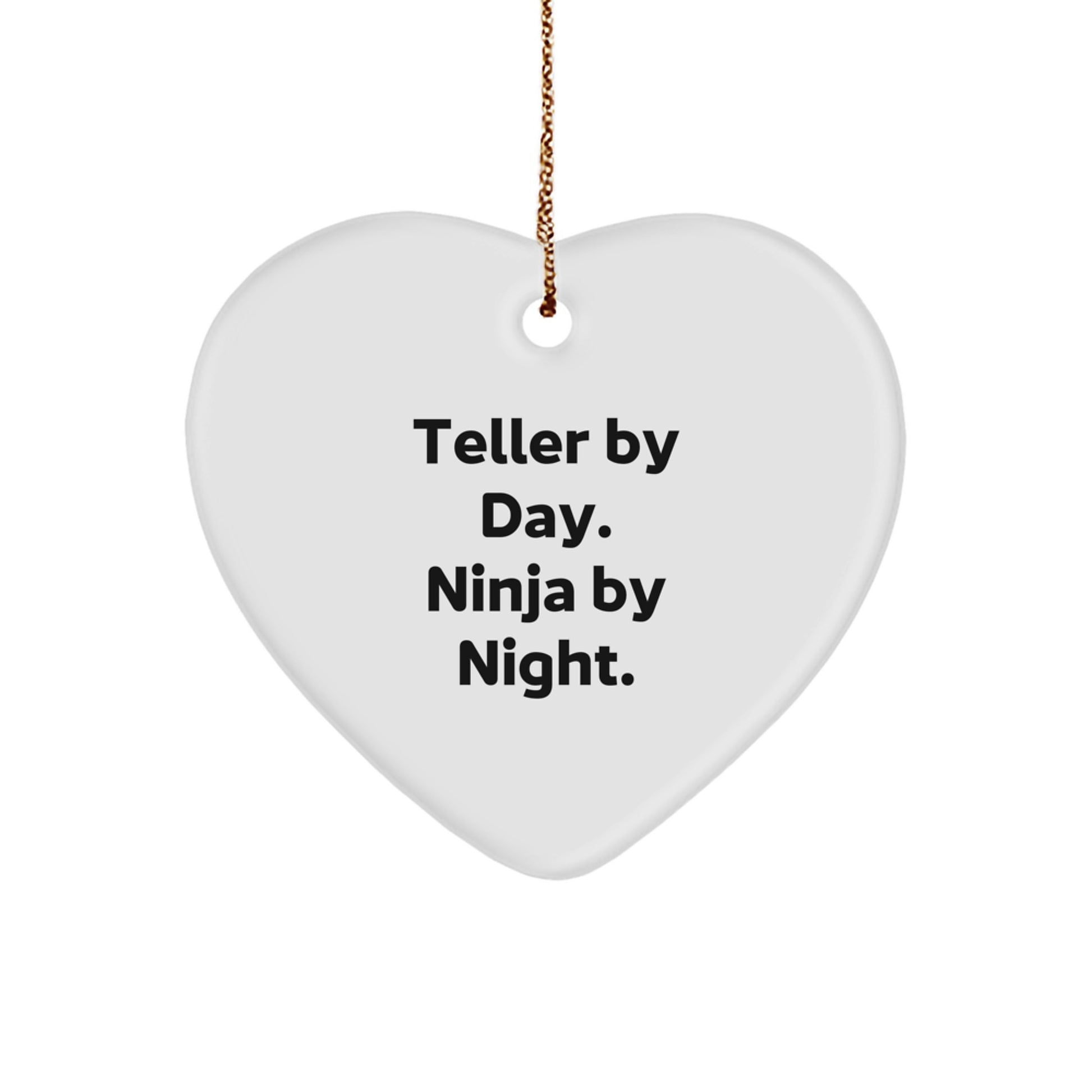 Teller Gifts, Heart Ornament, Funny Quote, Gifts from Teller, Gifts for Teller - Teller By Day. Ninja By Night. Christmas Unique Treasures - Image 1