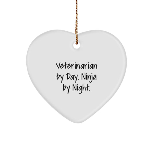 Veterinarian Gifts by Day, Ninja Gifts by Night - Heart Ornament for Christmas - Image 1