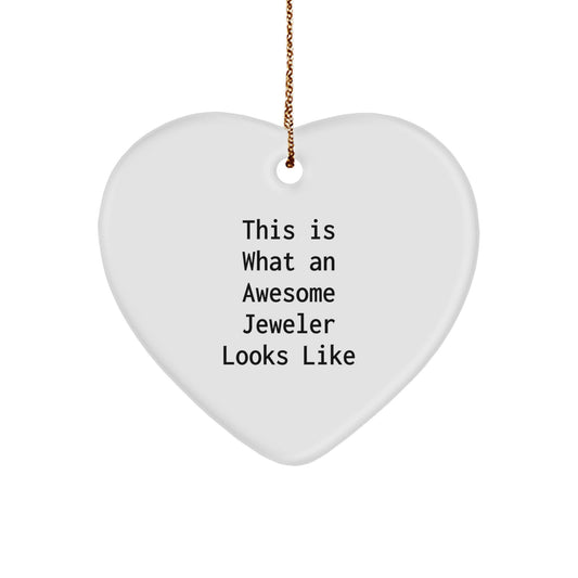 Funny Quotes Gifts from Family Members for Jeweler Heart Ornament, Christmas Unique Jeweler Gifts for Men Women Friends Coworkers Family - Image 1