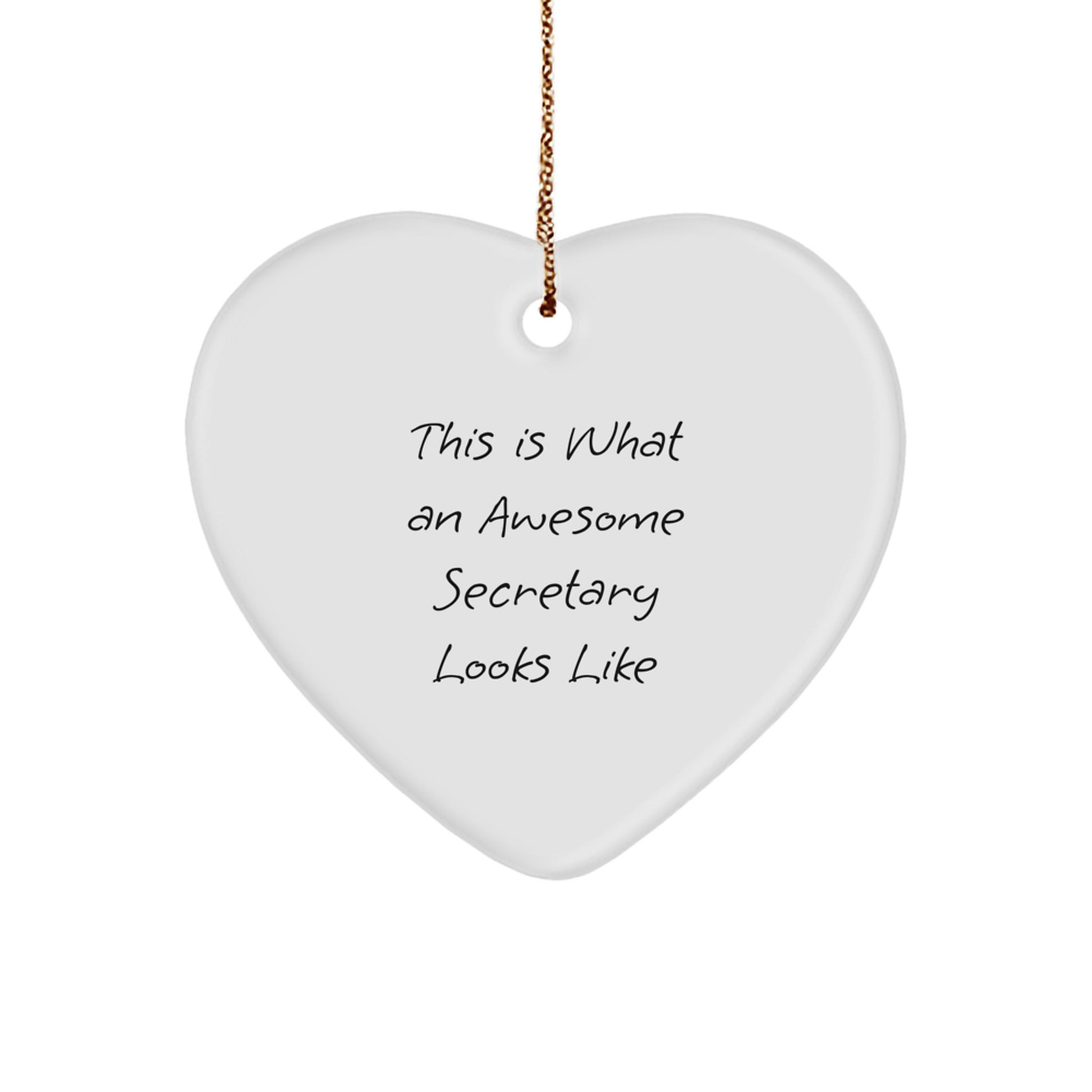 Funny Secretary Gifts - This Is What An Awesome Secretary Looks Like Heart Ornament for Christmas from Friends - Image 1