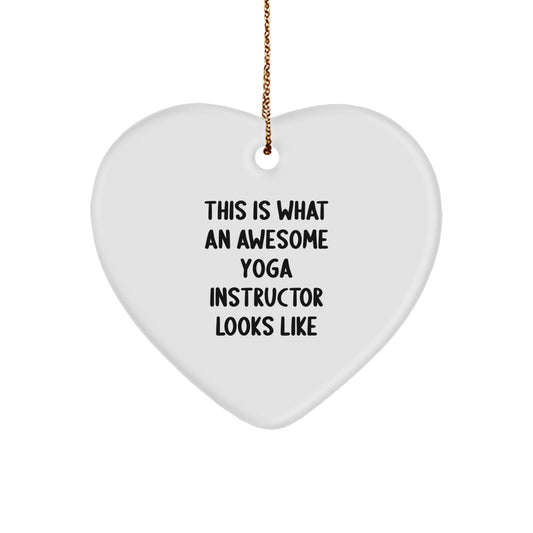 Funny Heart Ornament Gifts from Friends to Yoga Instructor - This Is What An Awesome Yoga Instructor Looks Like Christmas Unique Gifts - Image 1