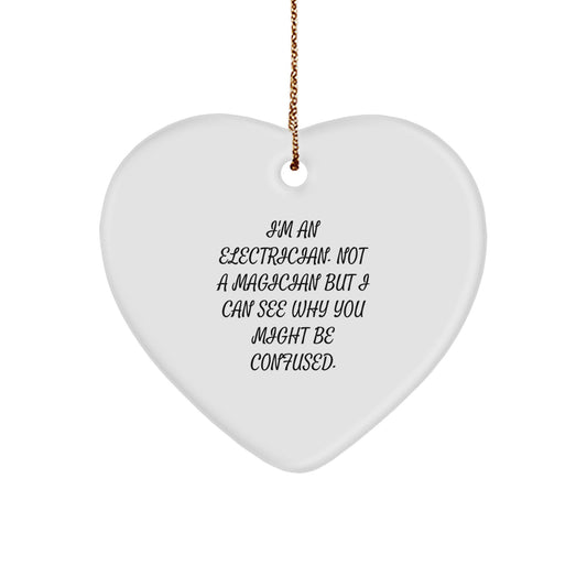 Funny Electrician Gifts, Heart Ornament for Electrician Friends, Christmas Unique Gifts from Men to Electrician Colleagues, Gifts for Electrician Women - Image 1