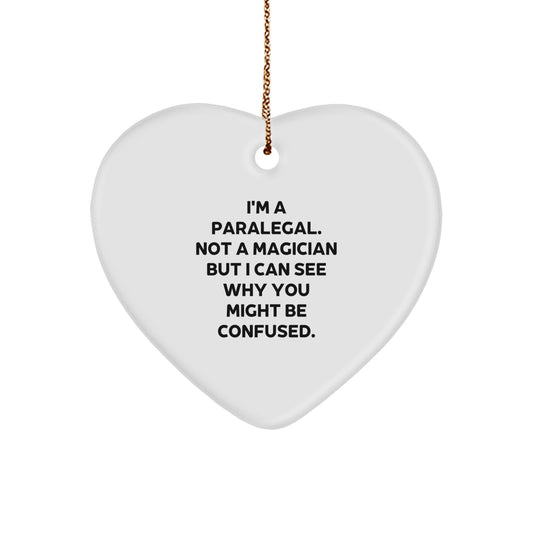 Funny Paralegal Gifts for Christmas - Heart Ornament with Quote 'I'm A Paralegal. Not A Magician But I Can See Why You Might Be Confused.' from Gifts for Paralegal - Image 1