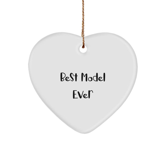 Funny Model Gifts Christmas Heart Ornament Best Model Ever Quote Model Enthusiasts Love Gifts from Women to Model Gifts for Best Model Ever - Image 1