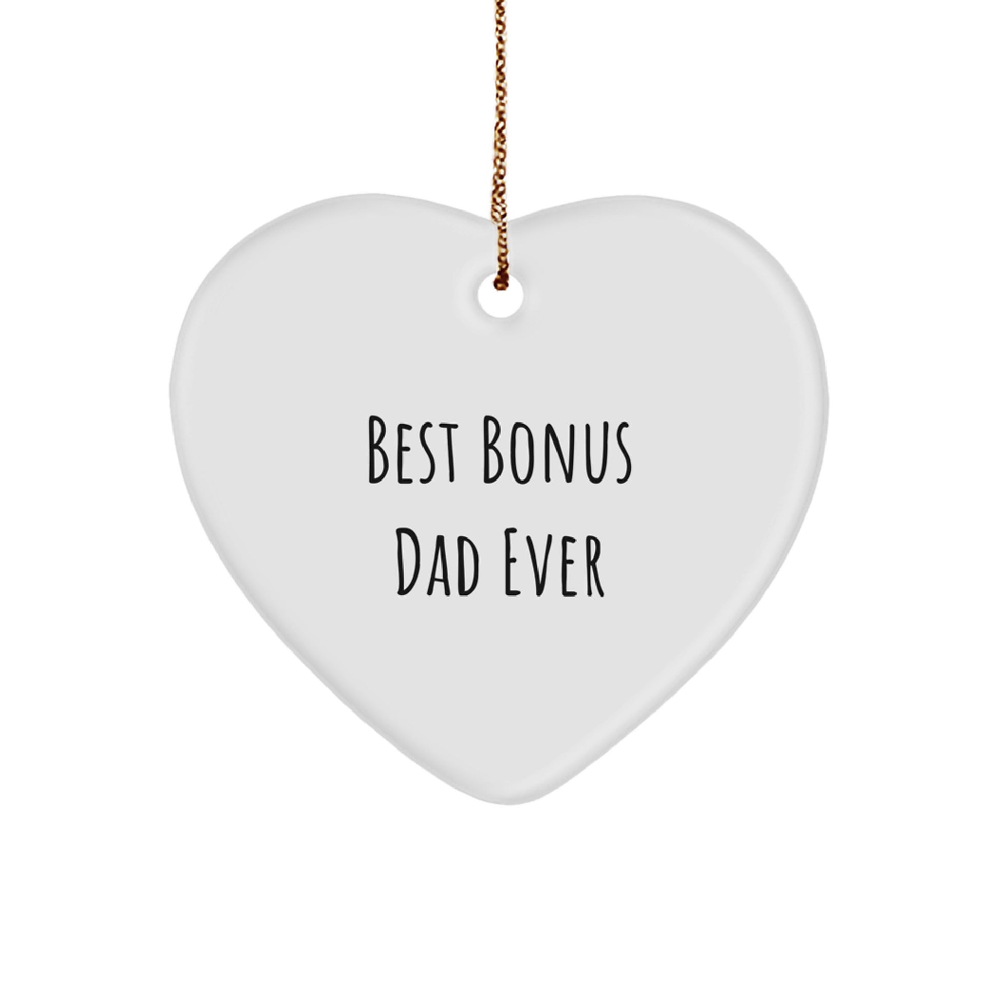 Funny Bonus Dad Gifts from Family, Funny Christmas Unique Gifts for Bonus Dad, Heart Ornament with 'Best Bonus Dad Ever' Quote - Image 1