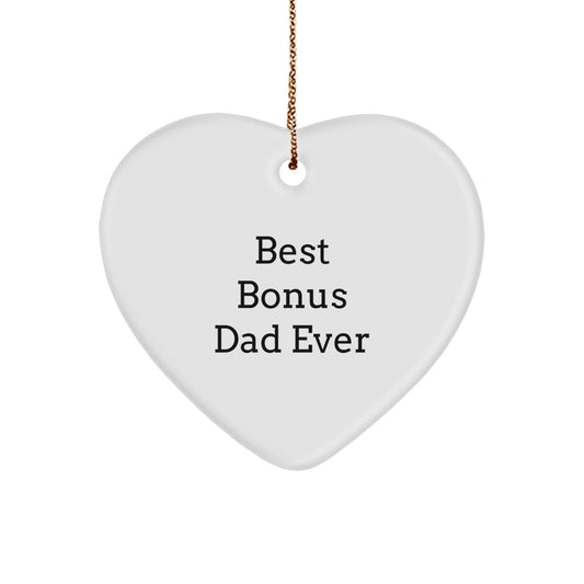 Funny Bonus Dad Gifts from Men for Christmas Unique Gifts - Heart Ornament 'Best Bonus Dad Ever' - Image 1