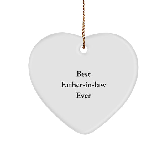 Funny Father-in-law Gifts for Him, Heart Ornament 'Best Father-in-law Ever' from Son or Daughter for Christmas Unique Gifts - Image 1