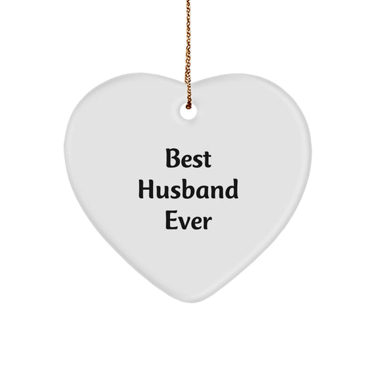 Funny Husband Gifts - Best Husband Ever Heart Ornament, Christmas Unique Presents from Men to Husband, Husband's Heart Shaped Decoration - Image 1