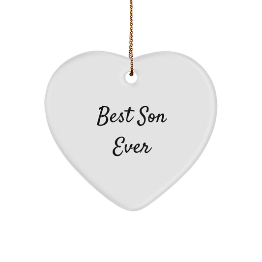 Funny Son Gifts from Dad, Heart Ornament for Best Son Ever, Christmas Unique - Image 1
