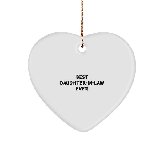 Funny Daughter-in-law Gifts for Christmas - Heart Ornament with 'Best Daughter-in-law Ever' Quote, Gifts from Family for Daughter-in-law - Image 1