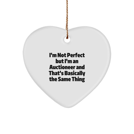 Funny Gifts from Friends and Family for an Auctioneer Christmas Heart Ornament - Perfectly Imperfect Auctioneer Gift - Image 1