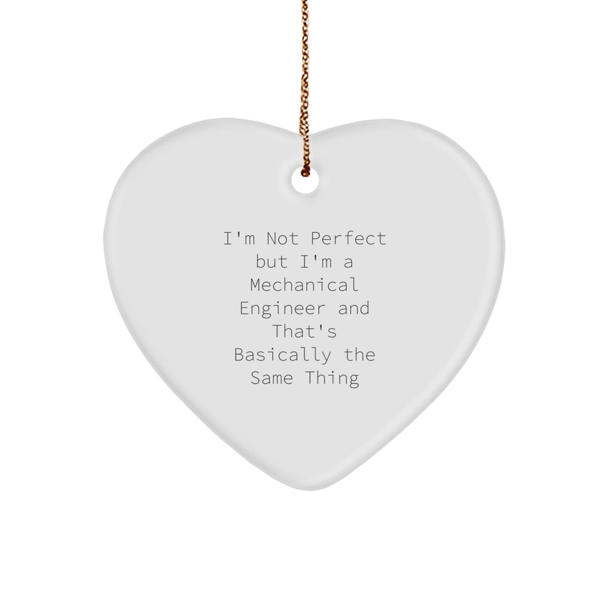 Funny Mechanical Engineer Heart Ornament Gifts from Friends for Men, Christmas Unique Presents with Gold Cord - Image 1
