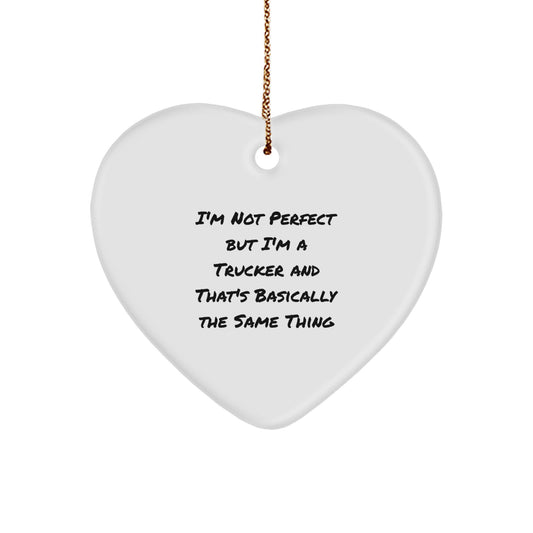 Funny Trucker Heart Ornament Gifts from Family to Trucker Men, Inspirational Heart-Shaped Decorations, Perfect for Christmas Unique Gifts - Image 1