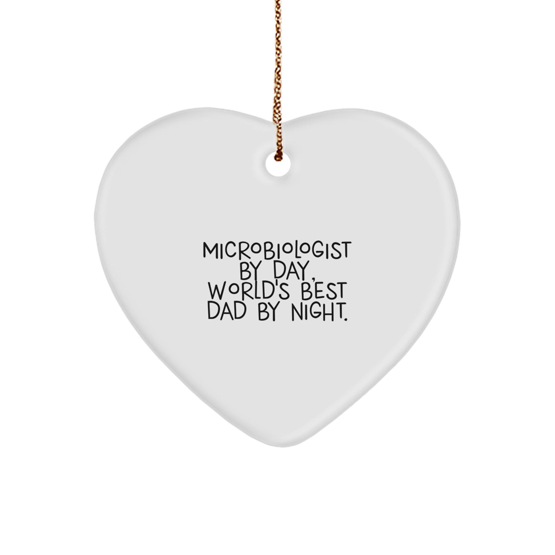 Funny Microbiologist Gifts from Family to Microbiologist, Heart Ornament for Microbiologist By Day, World's Best Dad By Night Christmas Unique Gifts - Image 1