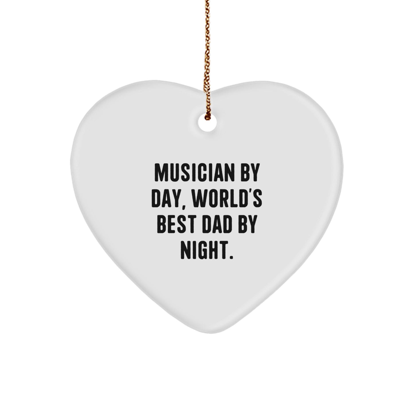 Funny Musician Gifts from Dad - Musician By Day Heart Ornament, Handcrafted MDF Musician Christmas Decorations, Unique Heart Shaped Gifts for Musician Friends - Image 1