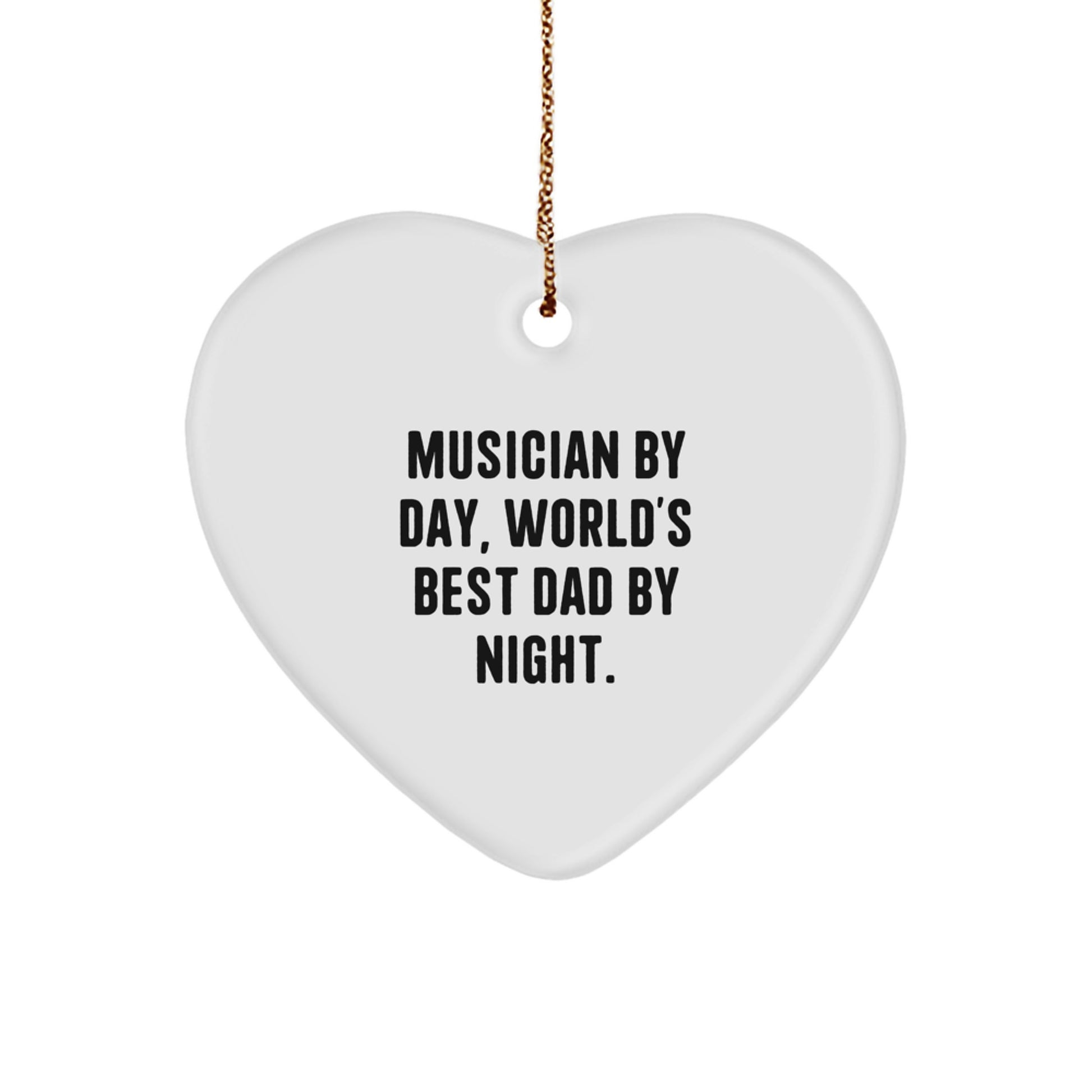 Funny Musician Gifts from Dad - Musician By Day Heart Ornament, Handcrafted MDF Musician Christmas Decorations, Unique Heart Shaped Gifts for Musician Friends - Image 1