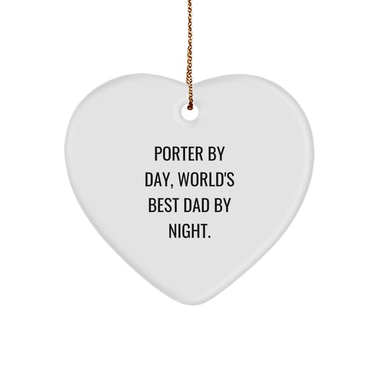 Porter Gifts from Men - Heart Ornament By Day, World's Best Dad By Night. - Christmas Unique - Image 1