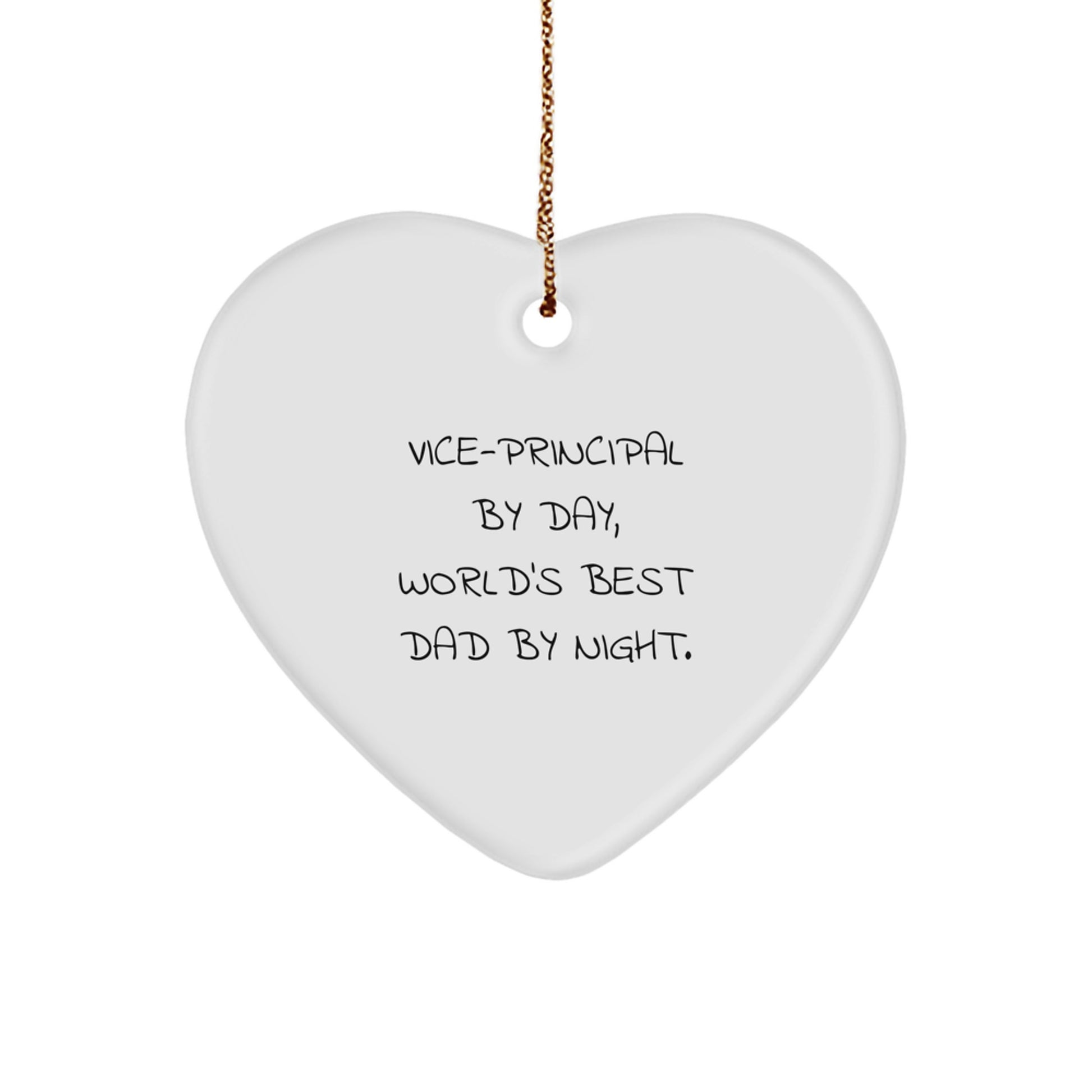 Vice-Principal Gifts from Friends - Heart Ornament by Day, World's Best Dad By Night - Christmas Unique Gifts for Vice-Principals - Image 1