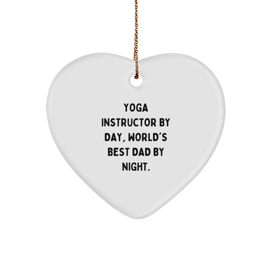 Yoga Instructor Gifts: Funny Heart Ornament from Men to Yoga Instructors By Day, World's Best Dad By Night - Christmas Unique Gifts - Image 1