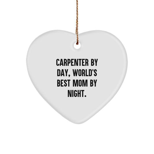 Funny Heart Ornament Gifts from Mom to Awesome Carpenter Dad, Christmas Unique Gifts for Him - Image 1