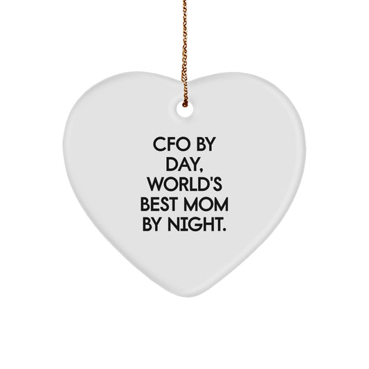 Funny CFO Gifts for Men, CFO By Day, World's Best Mom By Night Christmas Heart Ornament Gifts from Family - Image 1
