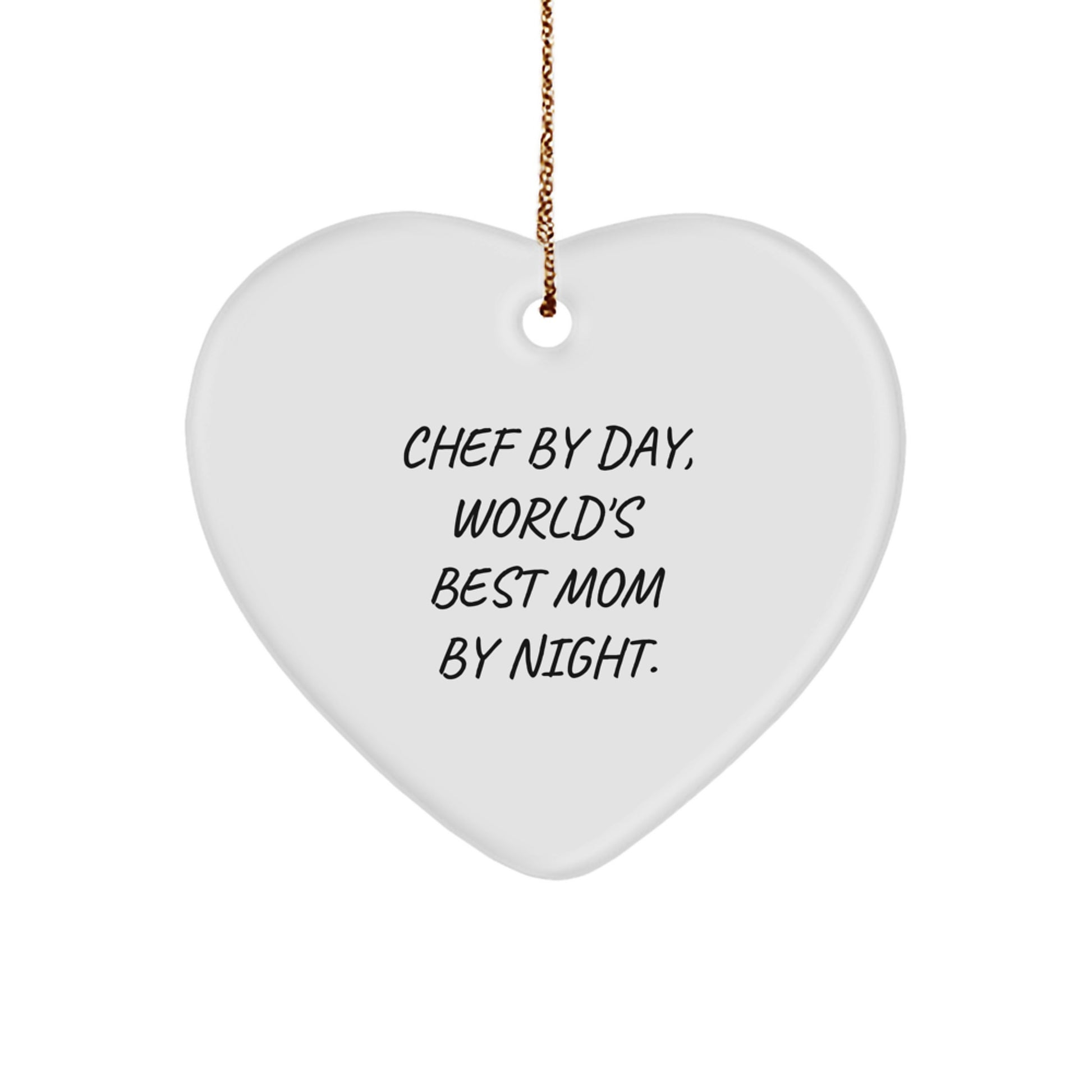 Funny Chef Gifts from Mom, Heart Ornament, Christmas Unique Gifts for Chef - Image 1