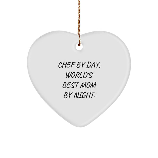 Funny Chef Gifts from Mom, Heart Ornament, Christmas Unique Gifts for Chef - Image 1