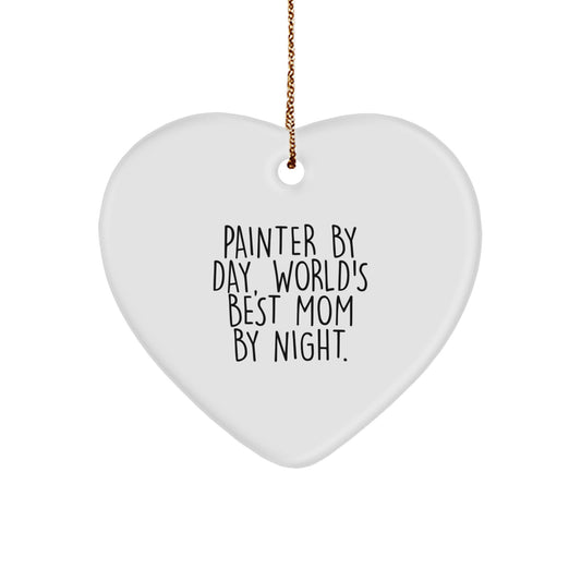 Funny Painter Mom Heart Ornament Gifts from Friends and Family for Christmas Unique - Image 1