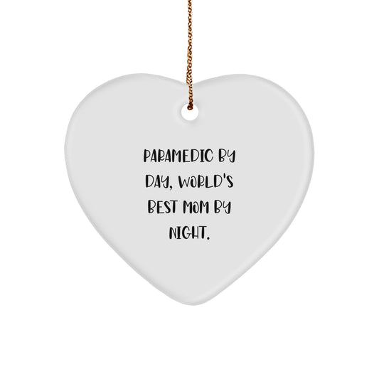 Funny Rescue Worker Gifts for Rescue Worker Men Rescue Worker By Day World's Best Mom By Night Heart Ornament Christmas Unique Gifts from Family - Image 1