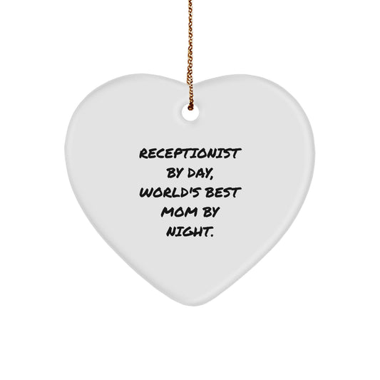 Receptionist Gifts by Day, Heart Ornament by Night, Funny Quote, Christmas Unique Gifts from Women to Receptionist, Gifts for Her - Image 1
